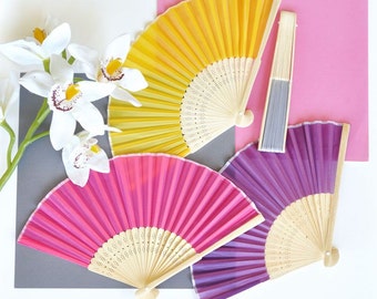 25 Colored Silk Fans - 25 Pieces