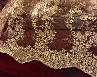 lace tablecloth, lace table overlay, table overlay, table runner, embroidered, gold tablecloth, table cloth, gold table overlay, SALE