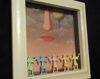 Shadowbox with Zombies and Magritte Print
