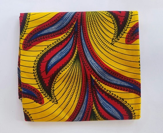 Yellow and red African Print / Ankara Fabric / Wax Print