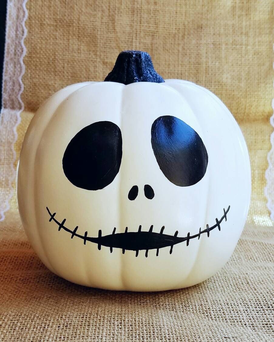 Jack Skellington Decor Halloween Decor Painted Pumpkin