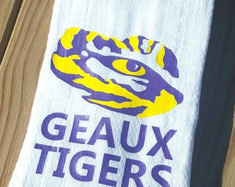Lsu burp cloth, lsu burp rag, eye of the Tiger burp cloth