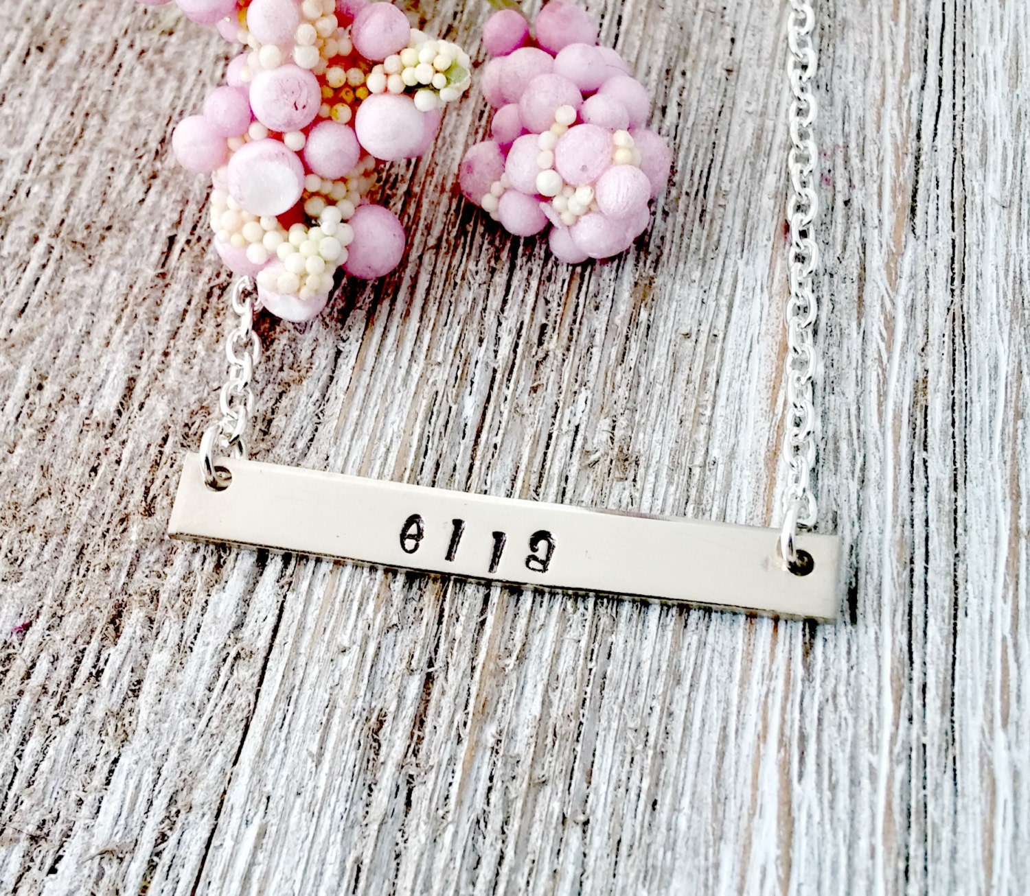 Silver Name Necklace, Hand Stamped, Personalized