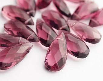 10 Faceted Glass Tear Drop Beads Amethyst Purple Size 22 x 10mm