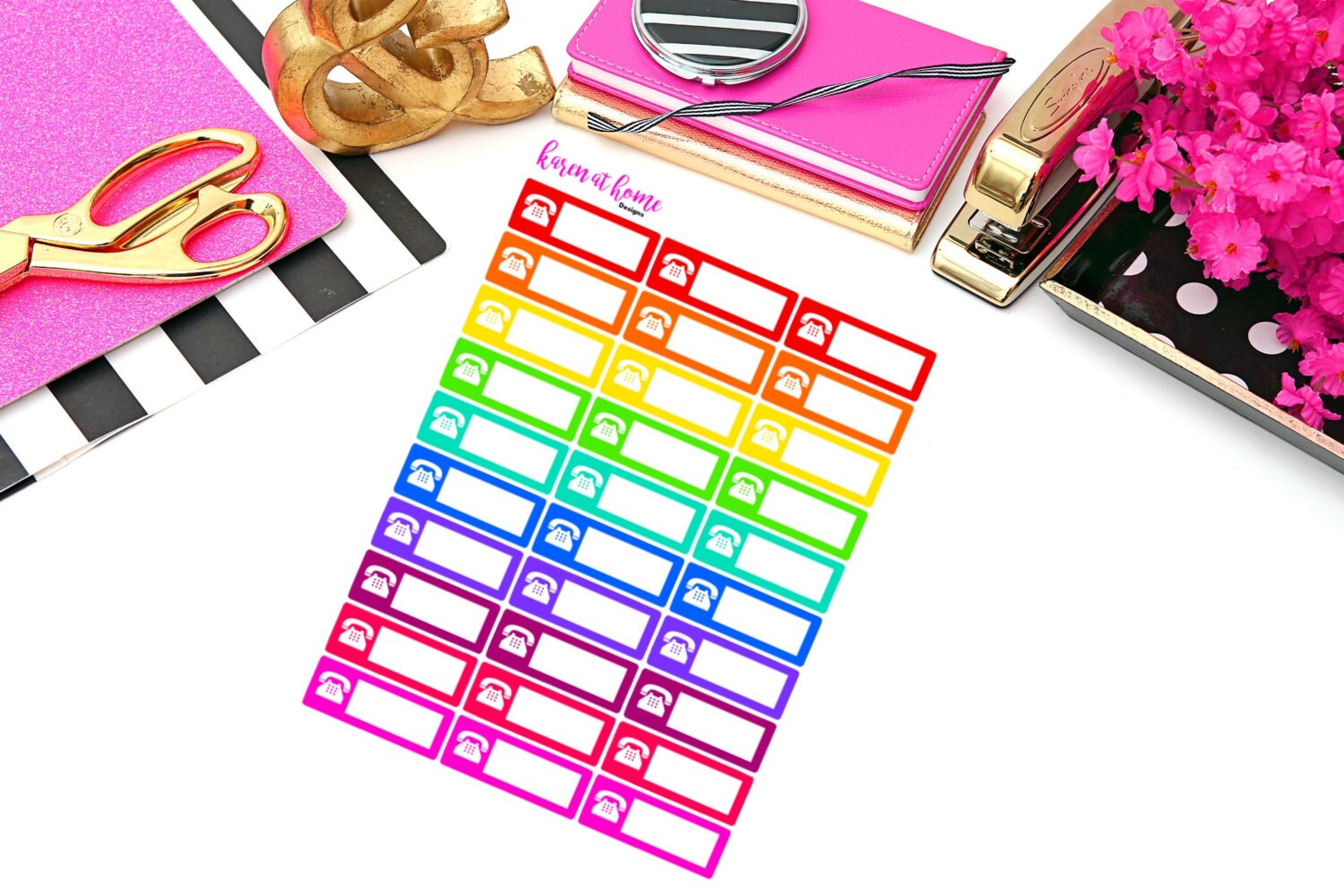 Phone Call Reminder Tracker Stickers for by KarenAtHomeDesigns