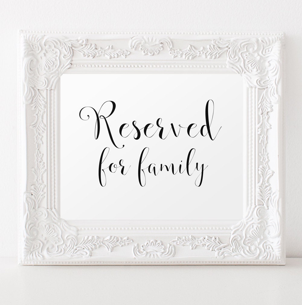Reserved for family sign Wedding signage Printable Wedding
