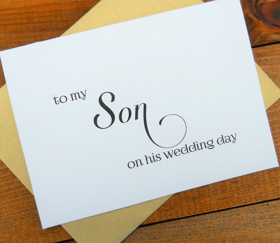 TO My SON on his Wedding Day Shimmer Envelope Wedding Note