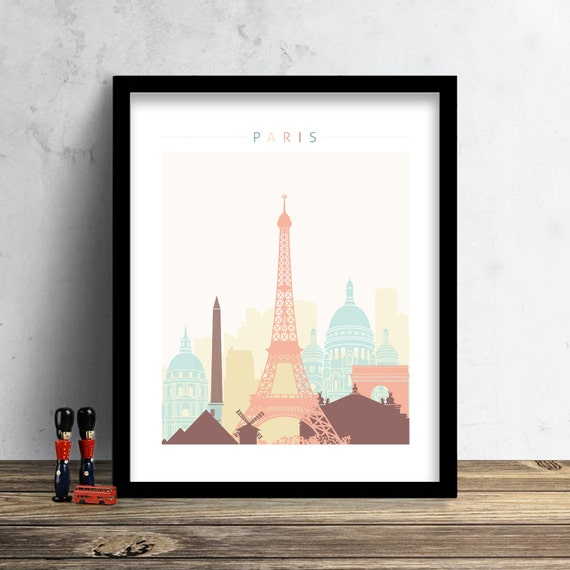 Paris Skyline Print Watercolor Print Paris Wall Art