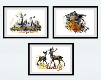 Harry Potter print Set of 3 posters Harry Potter real foil set of 3 prints Home decoration Kids room wall art Harry Potter wall decor G113