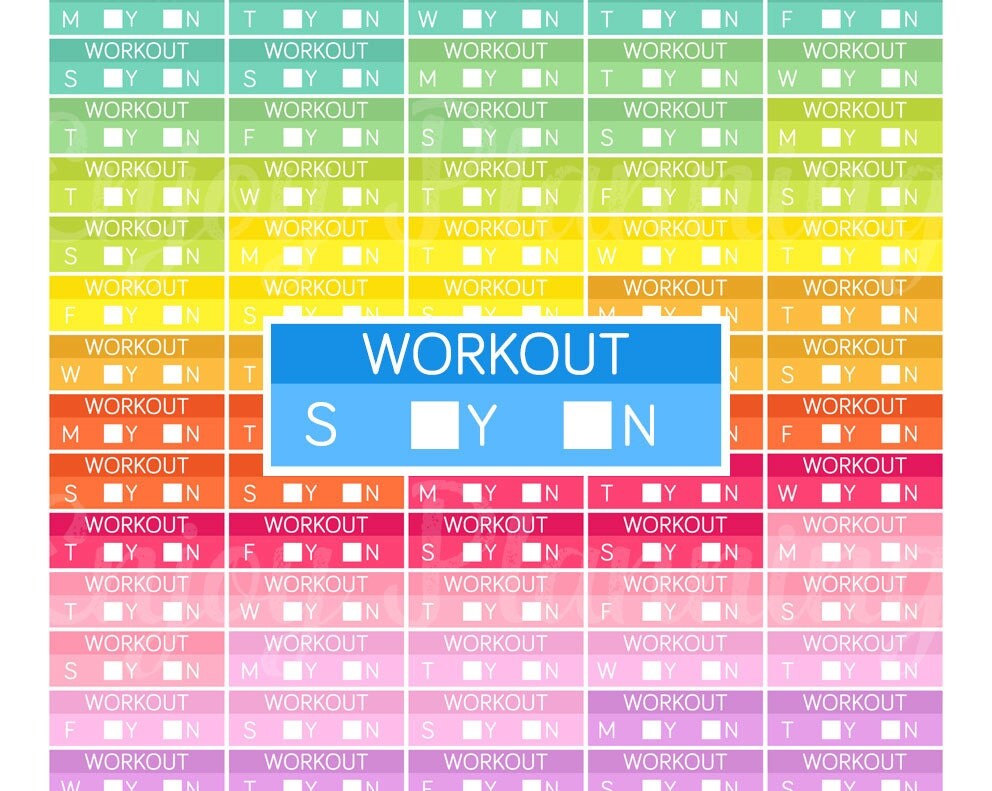 Printable Weekly Workout planner Stickers Workout Planner