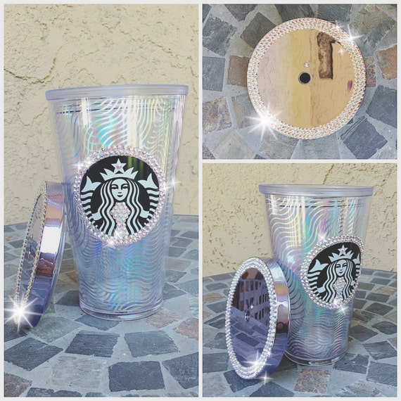 Iridescent Waves Starbucks Cold Cup with Swarovski Crystals