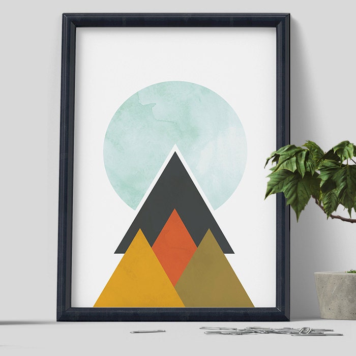 Minimalist abstract art Geometric print Mountains by RootsPoster
