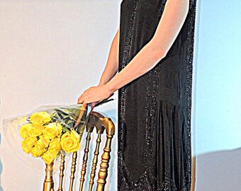 Balances! 1920 authentic Vintage, dress beaded "20s" authentic unique piece