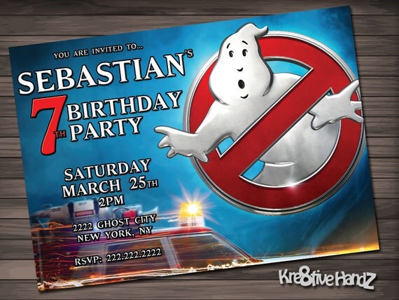 Ghostbusters Birthday Party Invitation customized printable