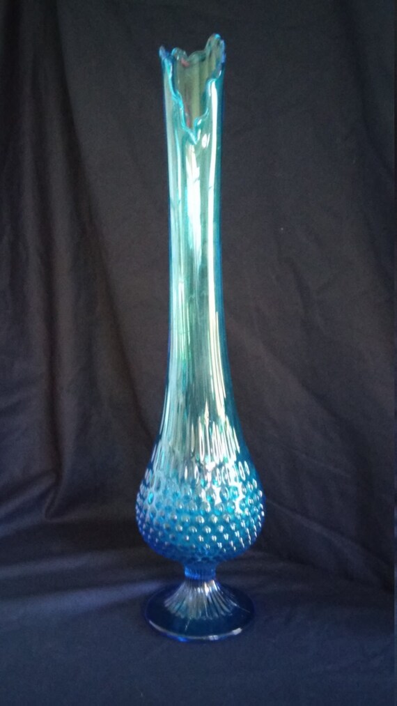 Vintage Fenton Cobalt Blue Hobnail Swung Vase