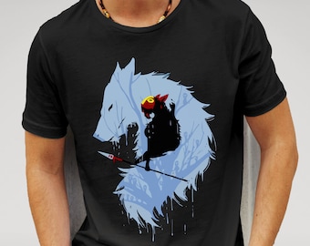 Princess Mononoke Wolf T-shirt, Studio Ghibli film, Boy Friend Gift Idea, Girl Friend Gift, Birthday Gift Idea, Best Friend Gift