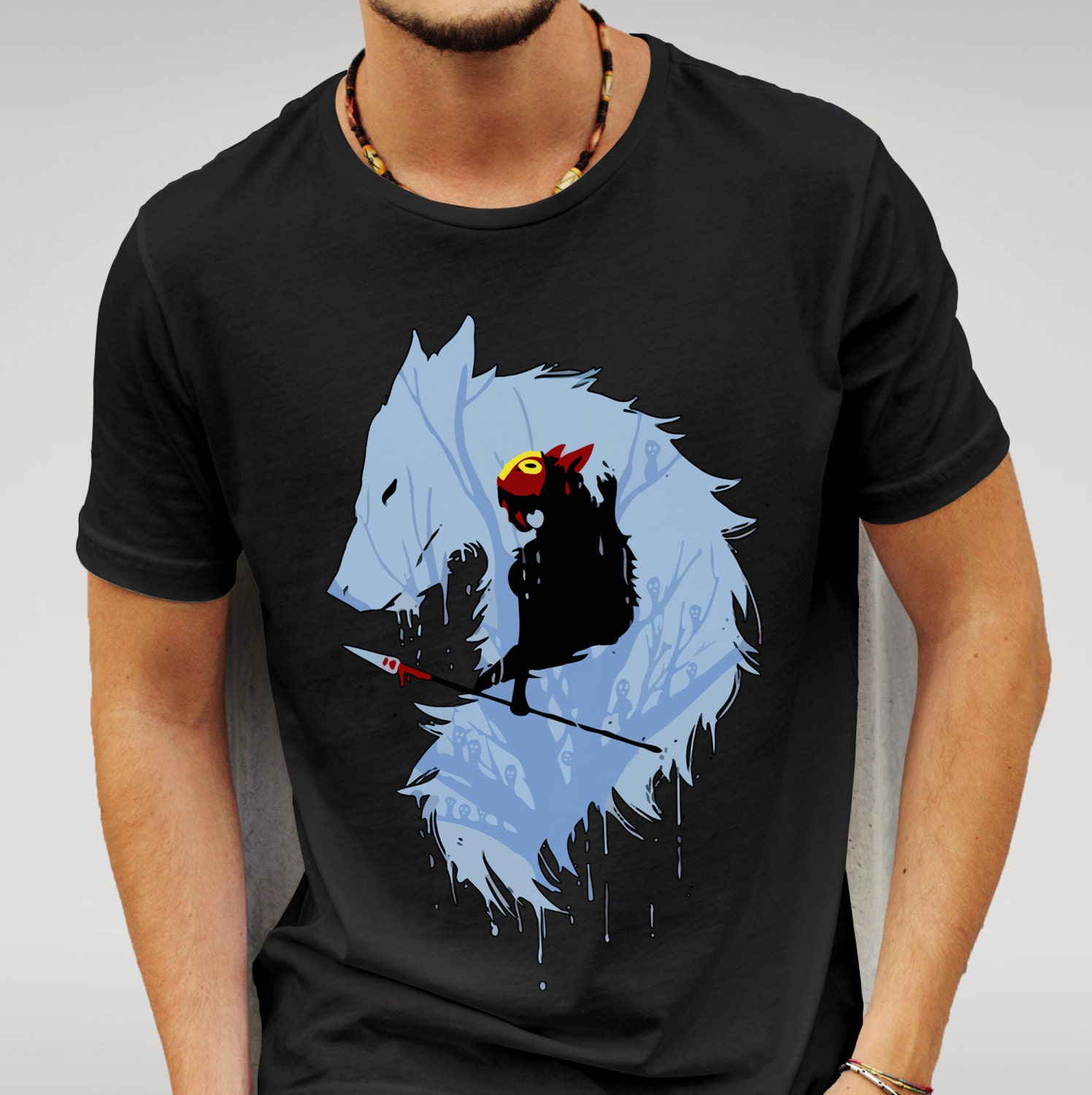 Princess Mononoke Wolf T-shirt Studio Ghibli film Boy Friend