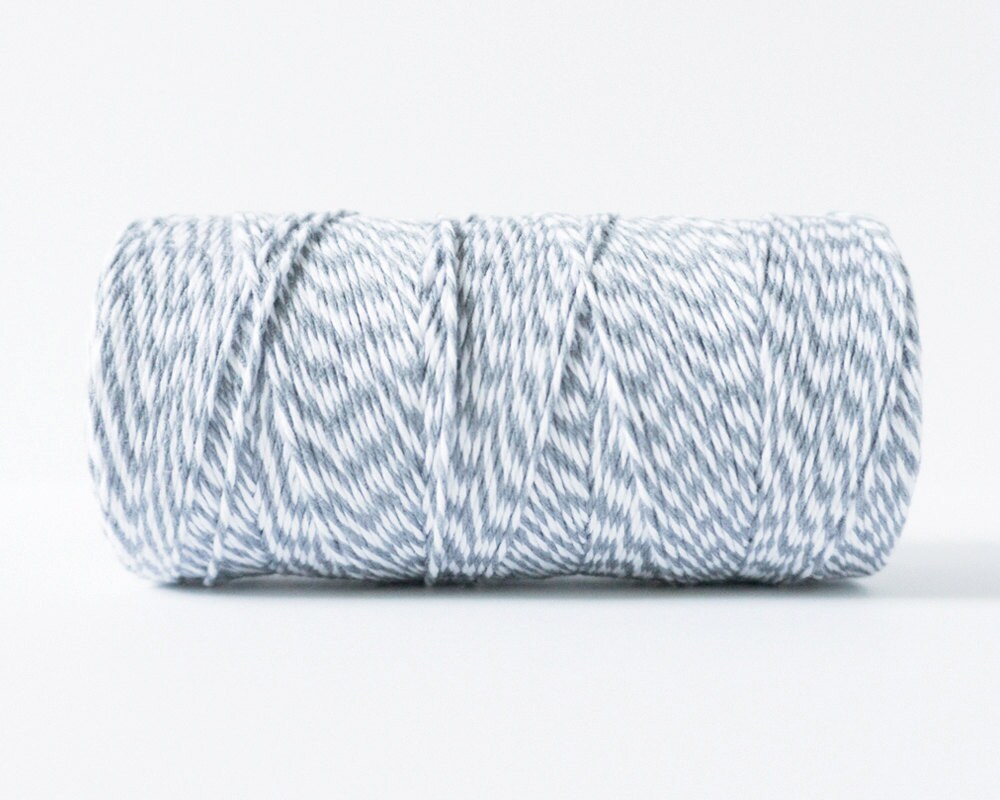 Gray and White Bakers Twine, Gray and White Twine, Solid Gray Thread