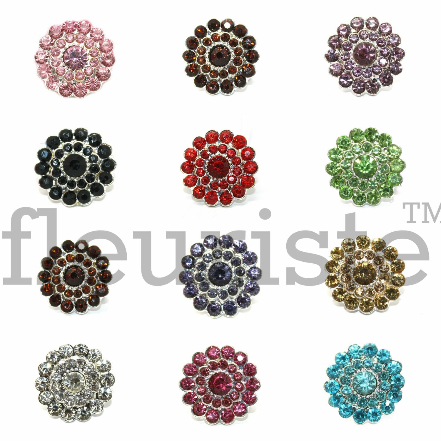 Rhinestone Button Flat back Rhinestone Pearl Button Flower