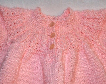 HAND MADE BABY Dress/Pink Baby Gift/America Knitted Baby Dress/ New Vintage Unworn