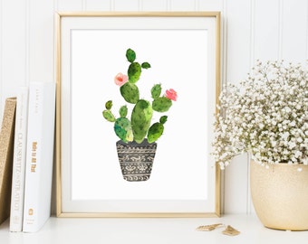 Cactus Print, Cactus Printable, Cactus Wall Art, Botanical Print, Tropical Wall Art, Cactus Poster, Watercolor Cactus Art, Cactus Wall Decor
