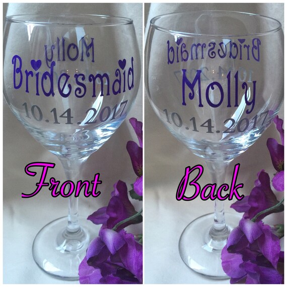 Writing 2 Sides Wine GlassCustom Wine GlasseBridesmaid