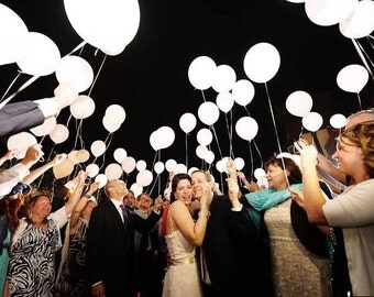 100 in one pack Romantic white LED Light Up Birthday Wedding Party Latex Balloon for parties wedding bridal shower US Seller and valentines