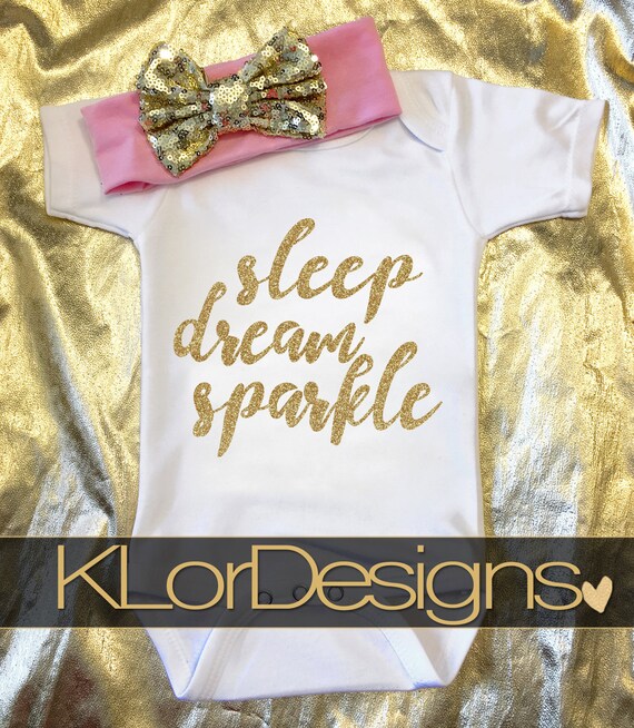 Sleep Dream Sparkle onesie Baby Girl onesie Little by KLorDesigns