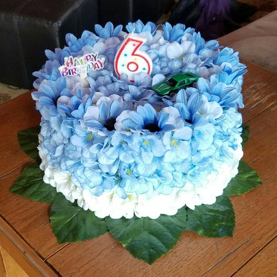 Silk flower Birthday Cake grave decoration by MemorialsinSilk