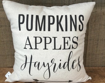 Pumpkins, Hayrides and Apples Pillow Cover