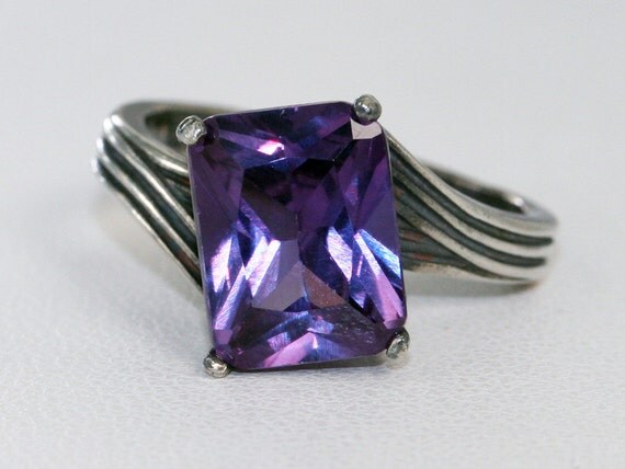 Oxidized Alexandrite Emerald Cut Ring Sterling Silver by ...