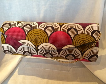 Pink African Print Clutch Bag/ Pochette Africaine