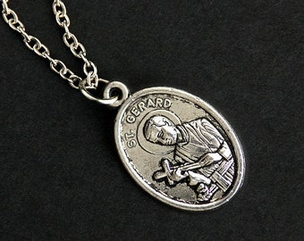 Saint Gerard Necklace. Catholic Saint Necklace. St Gerard Medal Necklace. Patron Saint Necklace. Christian Jewelry. Religious Necklace.