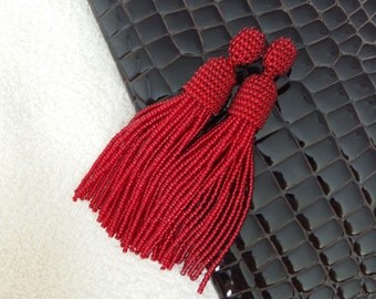 Free shipping. Earrings oscar. Long earrings. Garnet earrings. Beaded earrings. Tassel beaded earrings. Stud earrings.
