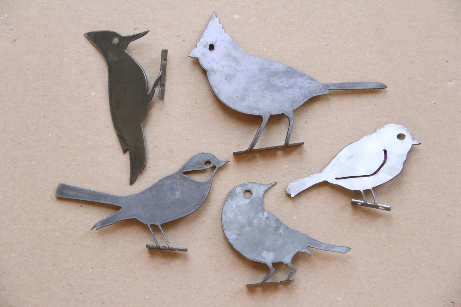 Decorative Metal Bird Statue Set of 3 rustic outdoor