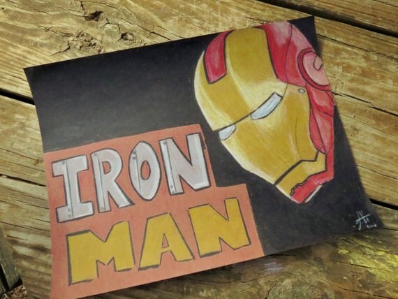Iron Man colored pencil drawing