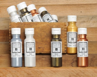 Metallic Paint - Tinting Kit by Fusion Mineral Paint, No VOC and Eco Friendly Furniture Paint - 4 Colors- 60 mL