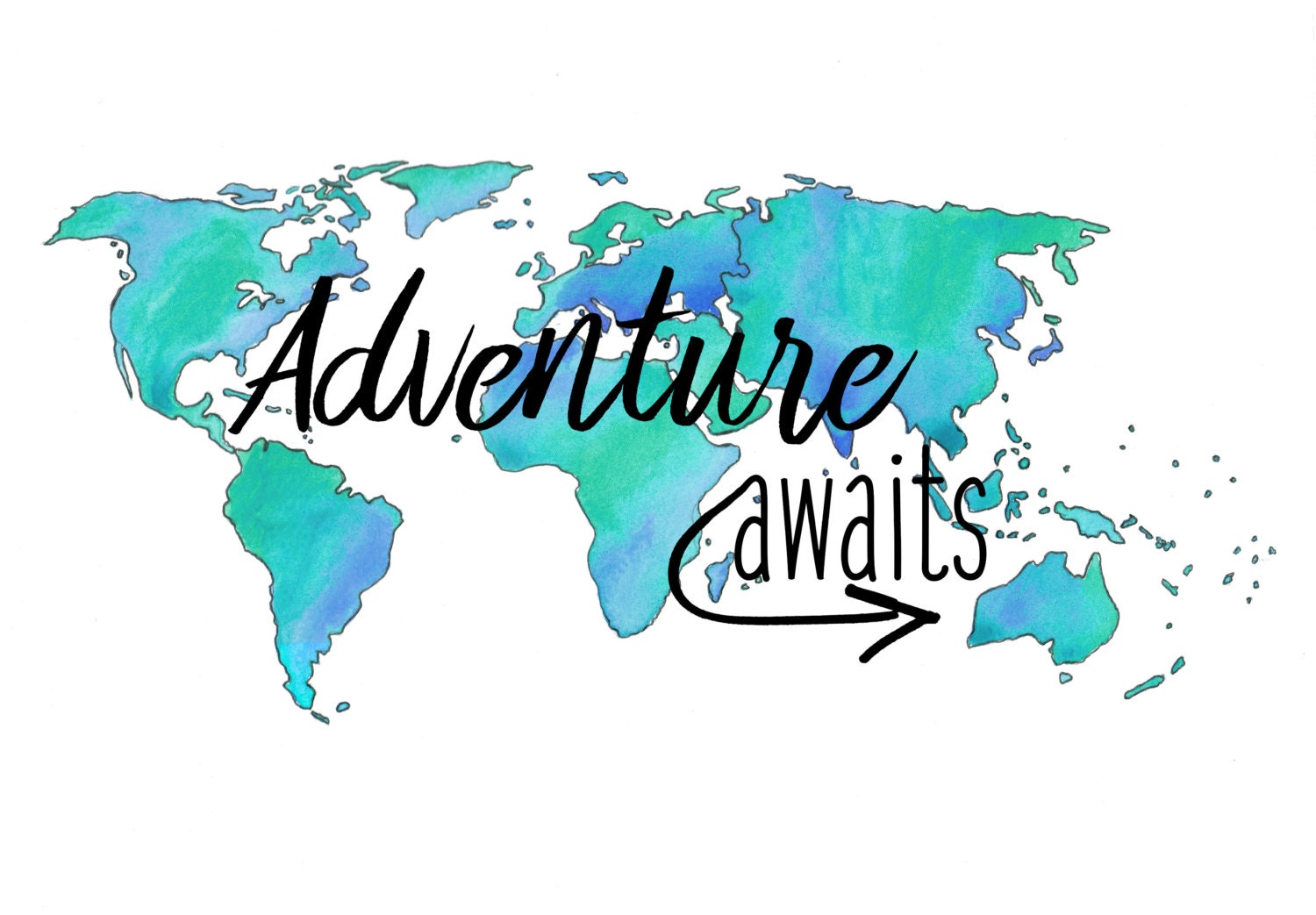 adventure awaits world map print by simplecolourbeauty on etsy