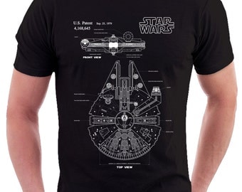 Star Wars Millenium Falcon Patent Print T Shirt, Patent Prints, Patent Art, Star Wars Patent, Star Wars Blueprint, Star Wars Print