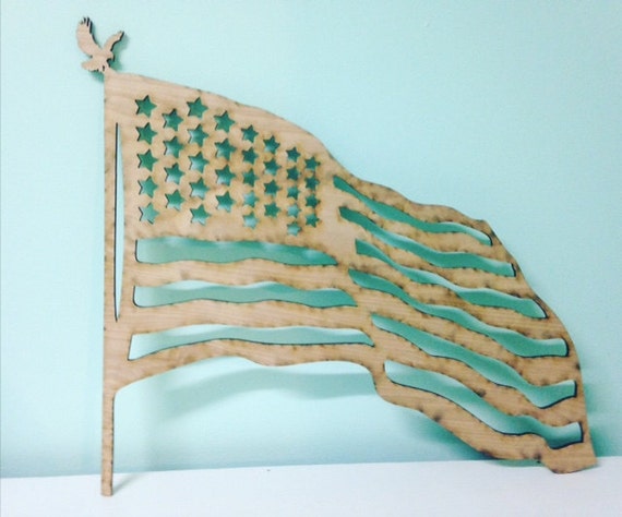 Items similar to Laser Cut Unpainted American Flag Wall/Door Decor on Etsy