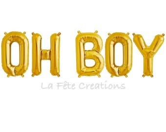 OH BOY Balloons Letter Banner Balloons 16” Foil Gold or Silver Set of 5 Balloons Air Fill only 1st Birthday