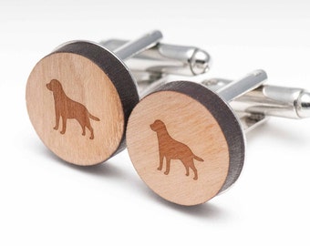Lab Wood Cufflinks Gift For Him, Wedding Gifts, Groomsman Gifts, and Personalized
