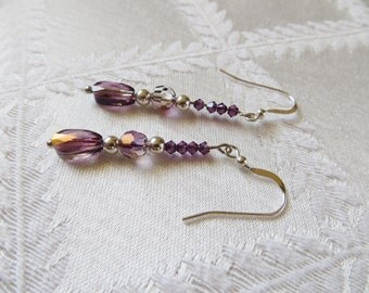 Amethyst and Silver Drop Earrings, SE-179