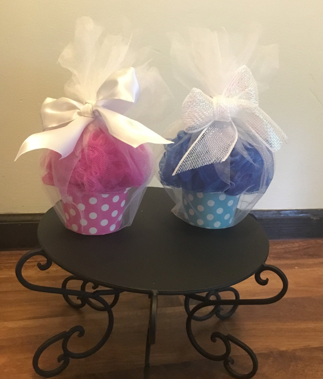 Cupcake Baby Shower Favors with Loofah and Bath Salt