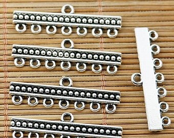 20pcs tibetan silver tone studded 1-7holes link connector EF1769