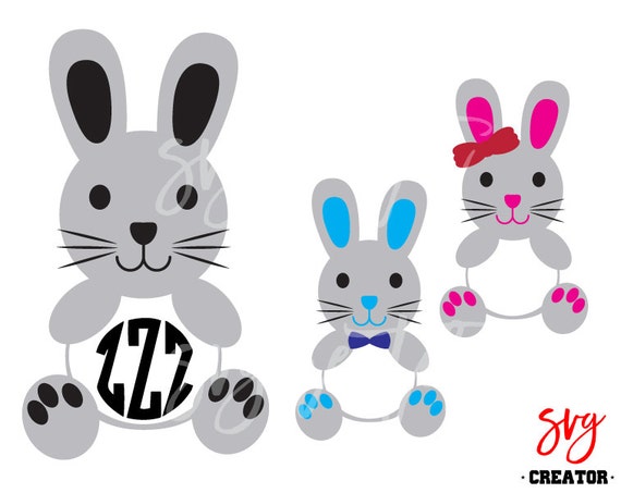 Download Cute Bunny Monogram Svg Easter Monogram Frames by SVGCREATOR