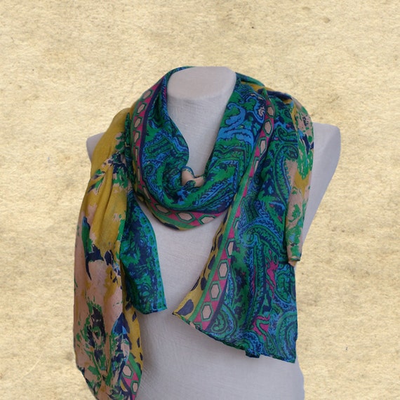 Bohemian scarf shawl Boho chic scarves Womens fabric scarf