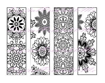 Printable Bookmark Coloring Page book mark adult instant Printable Bookmark Coloring Page book mark adult instant