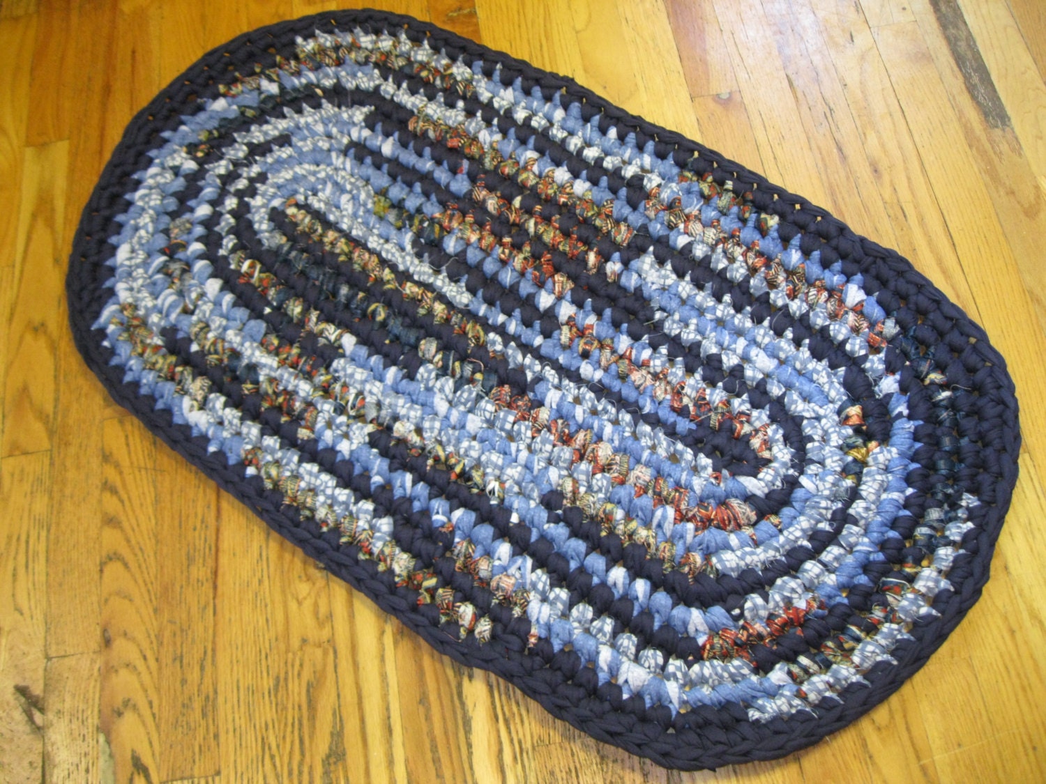 Rag Rug Oval Handmade Crochet Rustic by wishandwantcrochet on Etsy