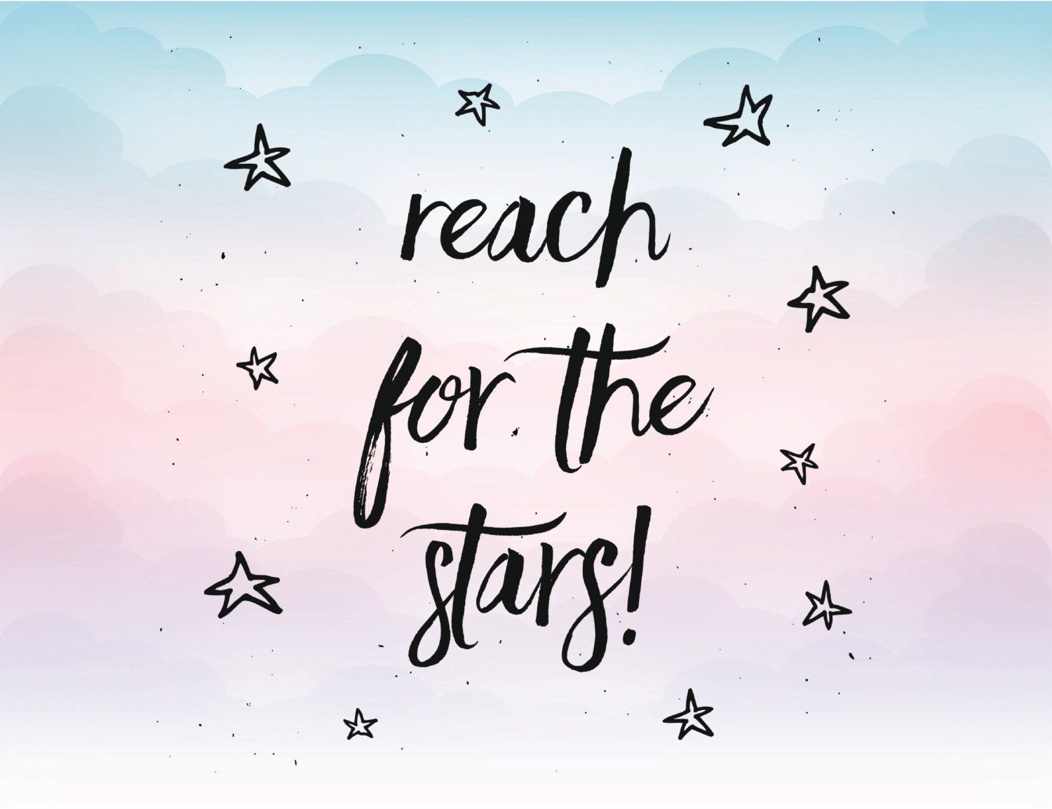 Reach for the stars Iron on clipart SVG vector text